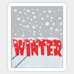 Winter scene with snow track Sticker